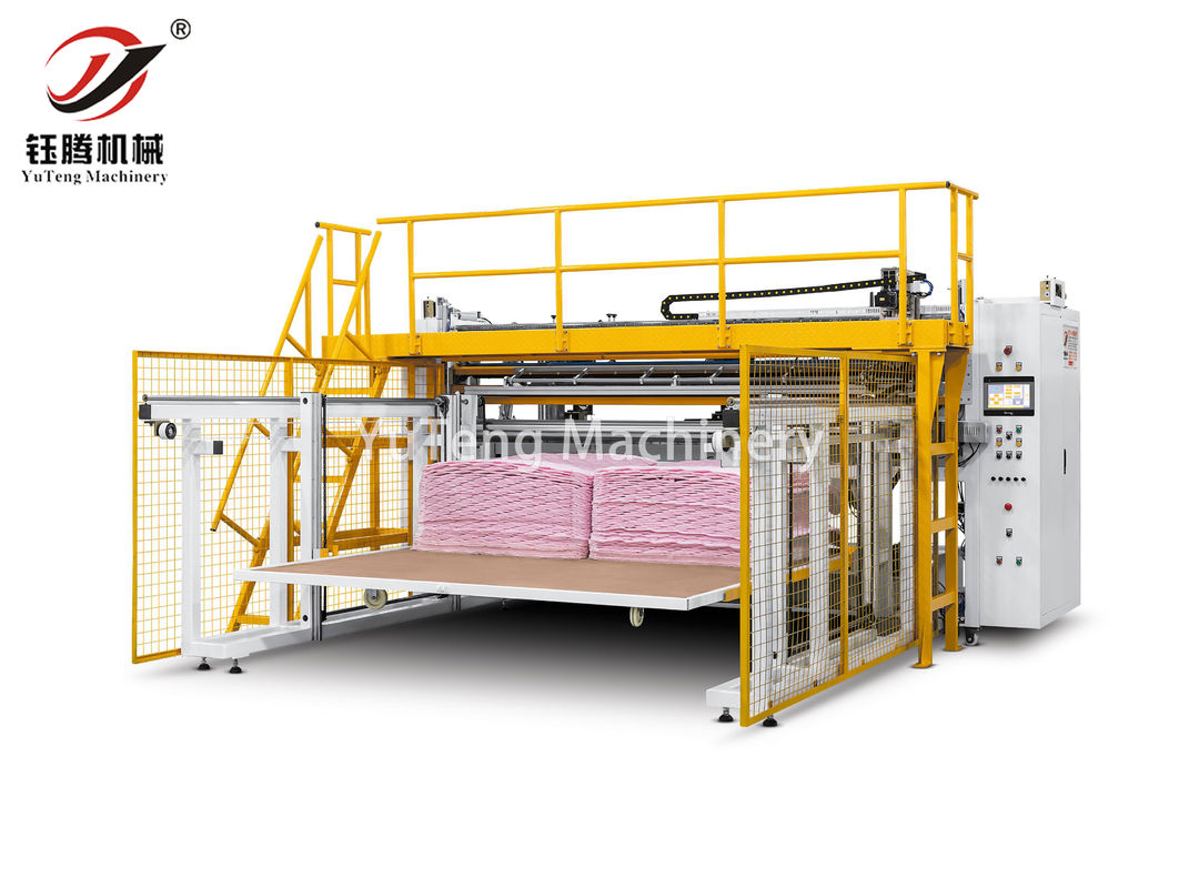 Máquina de corte automático de filetes computarizada con tecnología de corte ultrasónico y plataforma de elevación de brazos mecánicos para textiles domésticos
